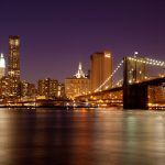 New York — view of Manhattan Skyline by night from  Brooklyn