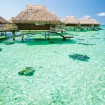 Over water bungalow with steps into amazing lagoon